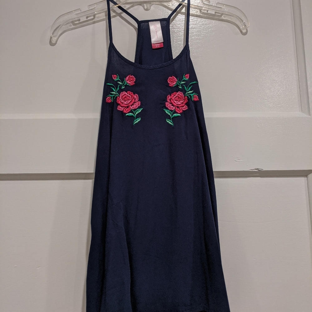 Navy and pink floral tank top